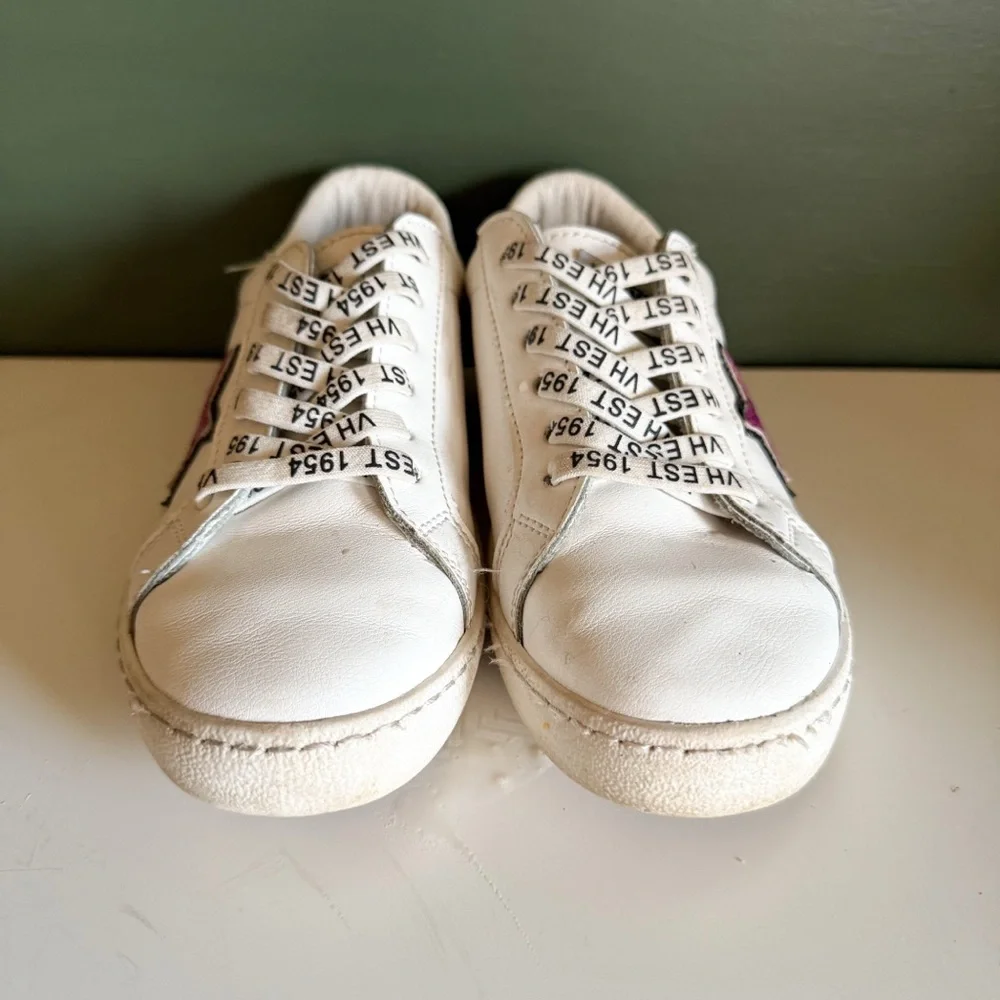 Vintage Havana Girls White Glitter Pink Star Sneakers | Size 1